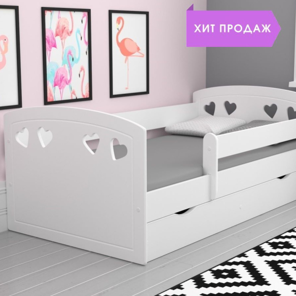 Кровать Сердца 160x80 с ящиком 