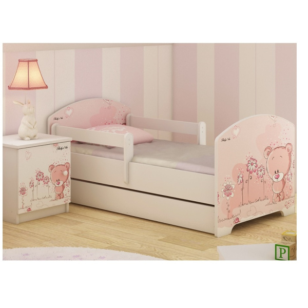 Кровать Розовый мишка 160x80 140x80 140x70 160x70  с ящиком 