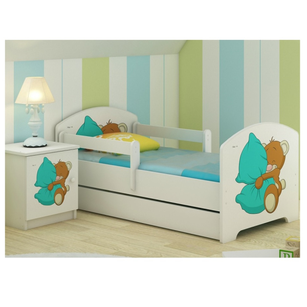 Кровать Мишка с подушкой 160x80 140x80 140x70 160x70  с ящиком 